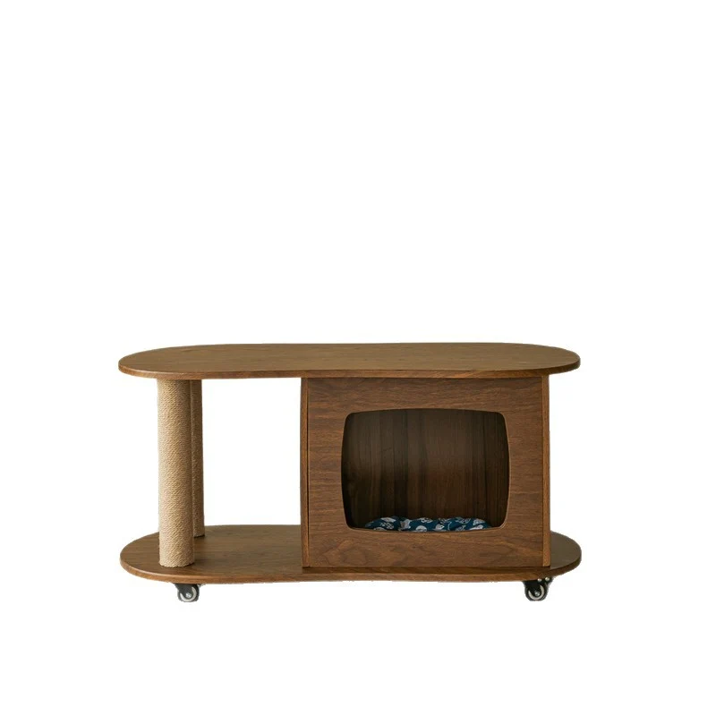Modern Minimalist Oval MDF Paper Tube Movable End Table 1-Cabinet For Living Room