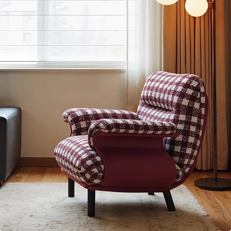 Contemporary Retro Square Rectangular Cotton-linen Carbon Steel Accent Chair Backrest Armrest For Living Room
