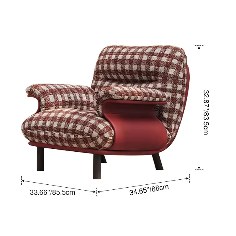 Contemporary Retro Square Rectangular Cotton-linen Carbon Steel Accent Chair Backrest Armrest For Living Room