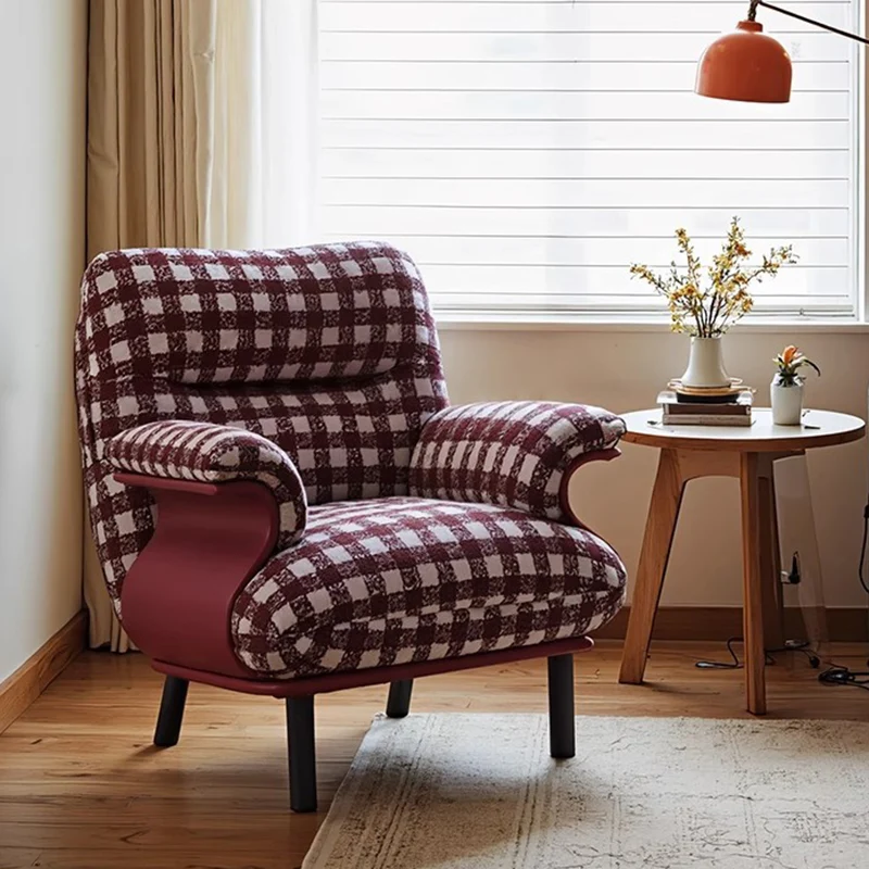 Contemporary Retro Square Rectangular Cotton-linen Carbon Steel Accent Chair Backrest Armrest For Living Room