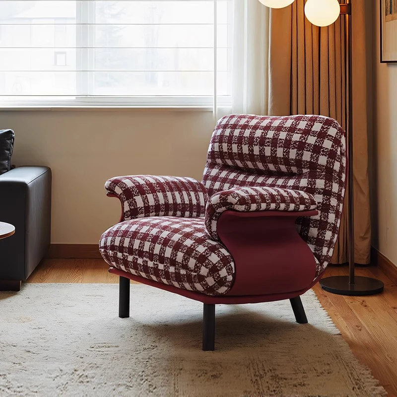 Contemporary Retro Square Rectangular Cotton-linen Carbon Steel Accent Chair Backrest Armrest For Living Room