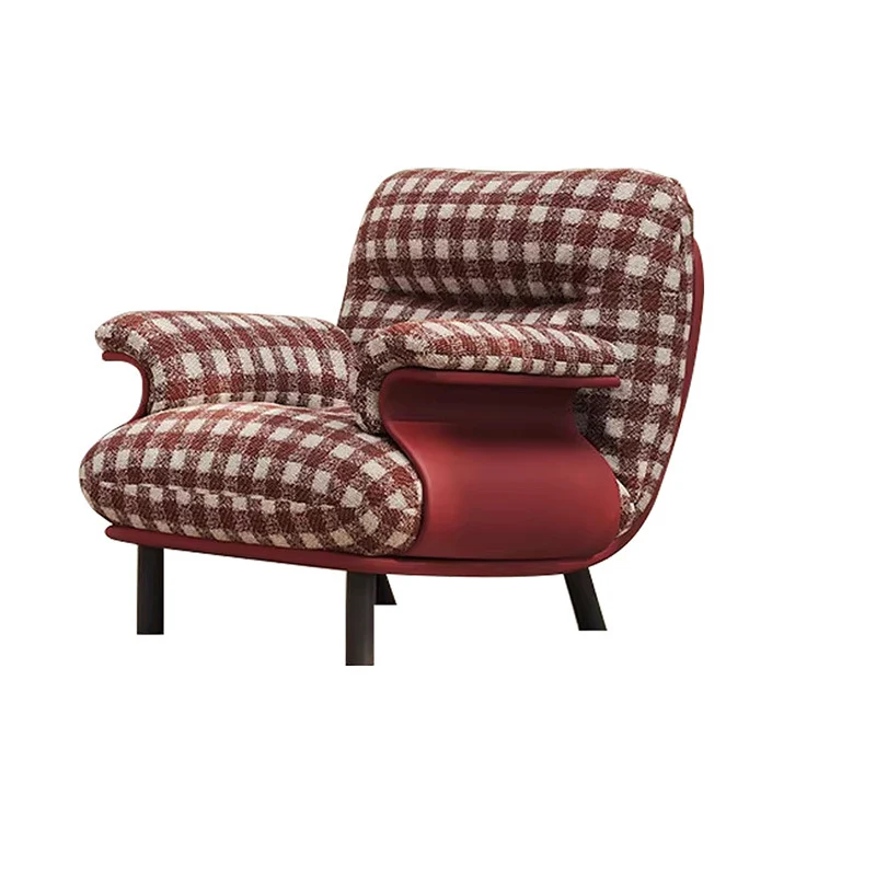 Contemporary Retro Square Rectangular Cotton-linen Carbon Steel Accent Chair Backrest Armrest For Living Room