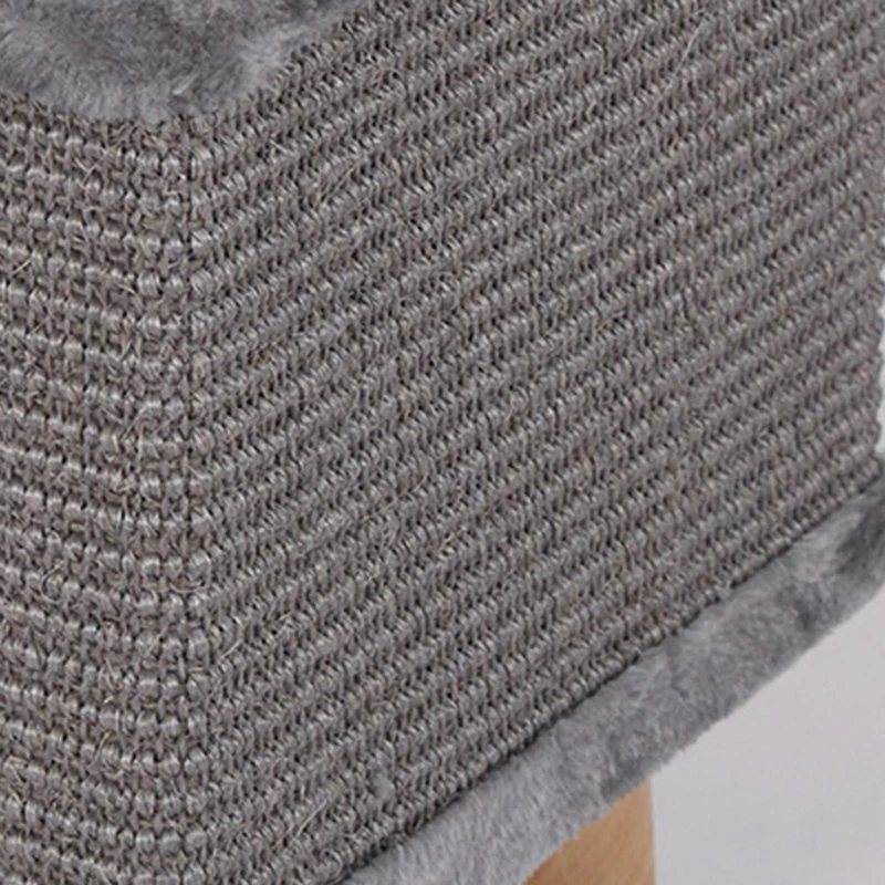Modern Minimalist Cylindrical & Square Particleboard Flannelette Wood Pet-Human Shared Low Stool Backrest Armless For Living Room