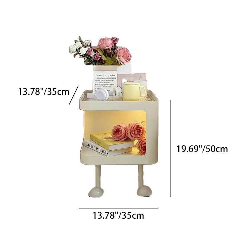 Modern Minimalist Iron Glass Square Cat Bed Nightstand 1-Cabinet For Bedroom