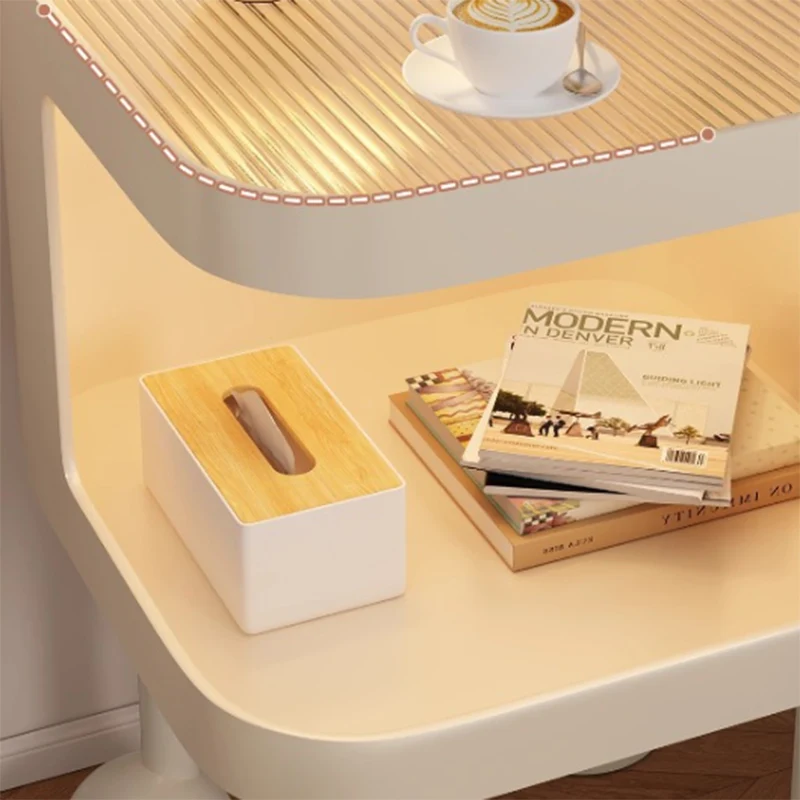 Modern Minimalist Iron Glass Square Cat Bed Nightstand 1-Cabinet For Bedroom