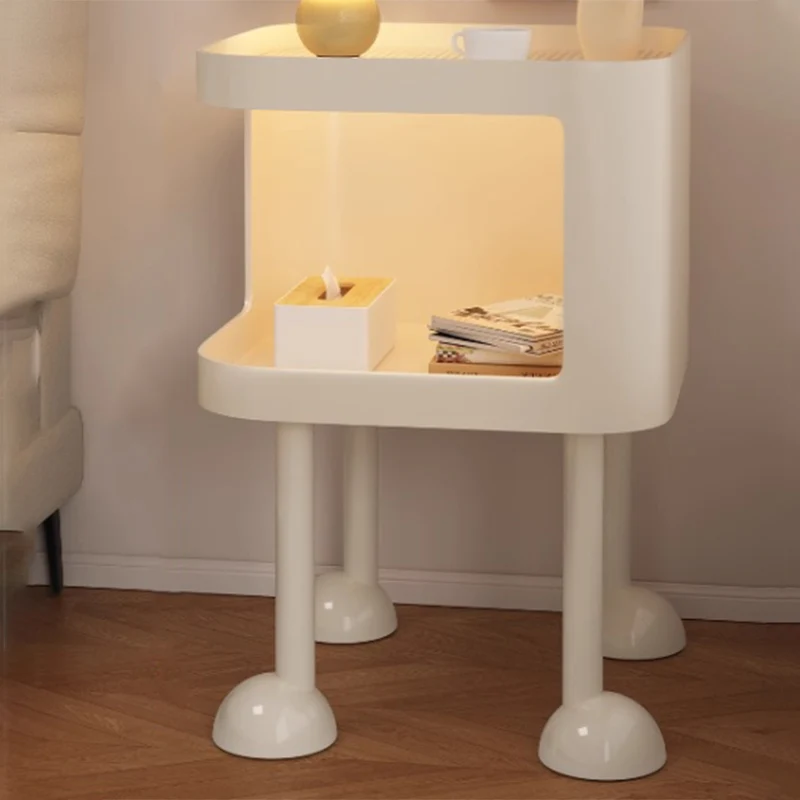 Modern Minimalist Iron Glass Square Cat Bed Nightstand 1-Cabinet For Bedroom