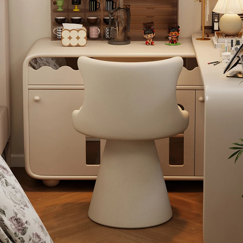Contemporary Nordic Square Velvet Cat Scratch Leather Solid Wood Plywood Swivel Vanity Stool Backrest Armless For Bedroom