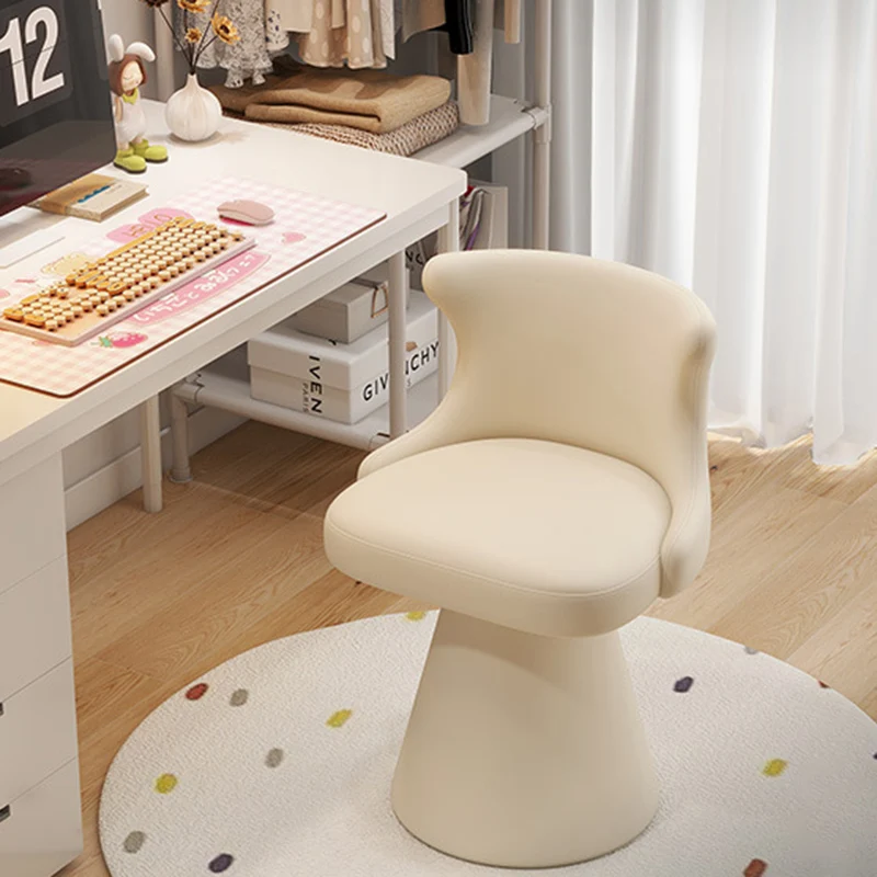 Contemporary Nordic Square Velvet Cat Scratch Leather Solid Wood Plywood Swivel Vanity Stool Backrest Armless For Bedroom