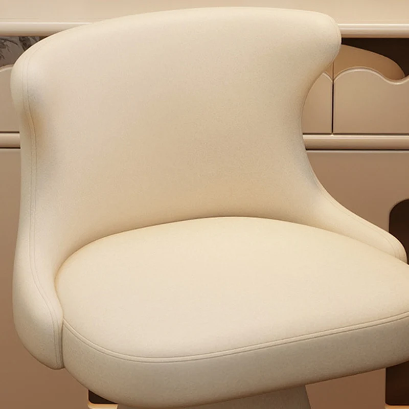 Contemporary Nordic Square Velvet Cat Scratch Leather Solid Wood Plywood Swivel Vanity Stool Backrest Armless For Bedroom