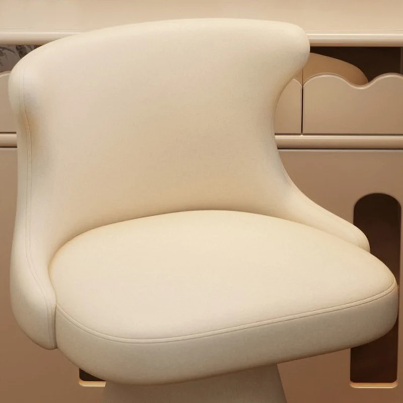 Contemporary Nordic Square Velvet Cat Scratch Leather Solid Wood Plywood Swivel Vanity Stool Backrest Armless For Bedroom