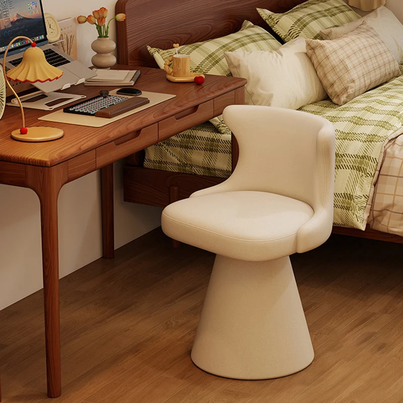 Contemporary Nordic Square Velvet Cat Scratch Leather Solid Wood Plywood Swivel Vanity Stool Backrest Armless For Bedroom