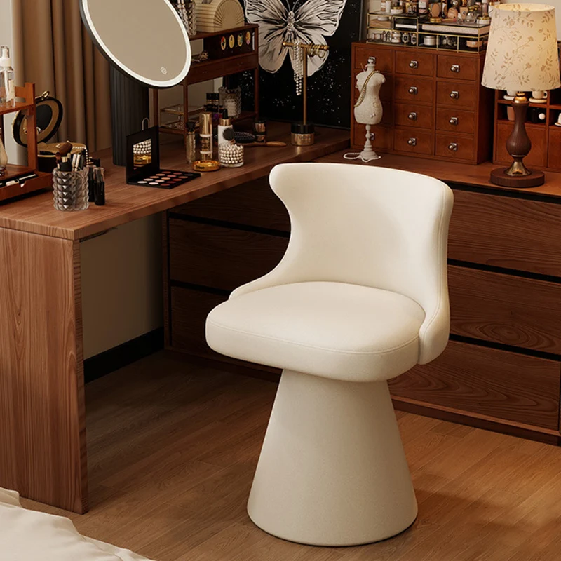 Contemporary Nordic Square Velvet Cat Scratch Leather Solid Wood Plywood Swivel Vanity Stool Backrest Armless For Bedroom