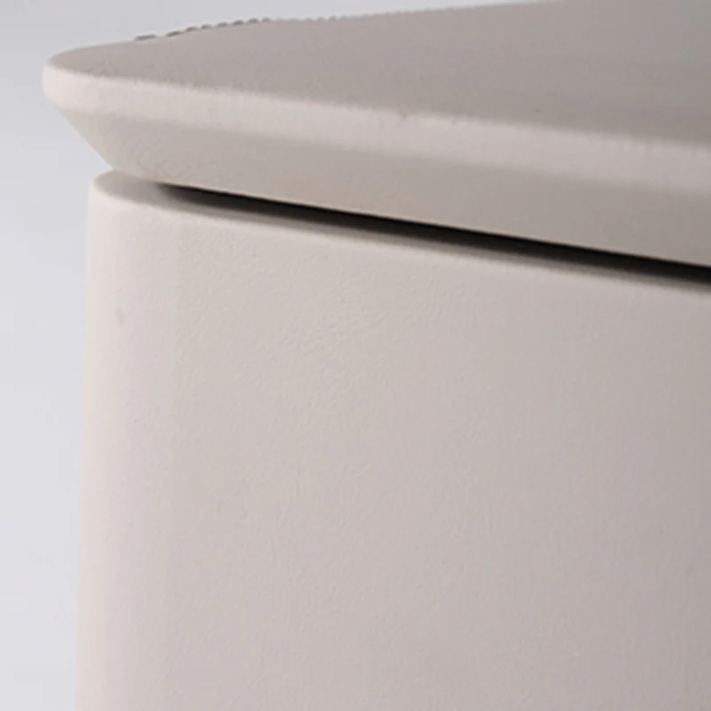 Modern Minimalist Light Beige 2-Drawer Storage Nightstand - Faux Leather Bedside Table For Bedroom