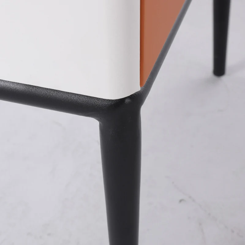 Modern Luxury Orange Faux Leather 2-Drawer Storage Nightstand - Matte Finish Bedside Table For Bedroom