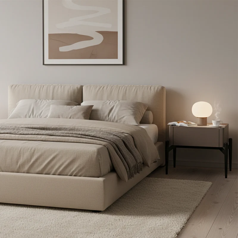 Modern Luxury Grayish Brown 1-Drawer Nightstand: Stiletto Legs High-End Accent Bedside Table For Bedroom