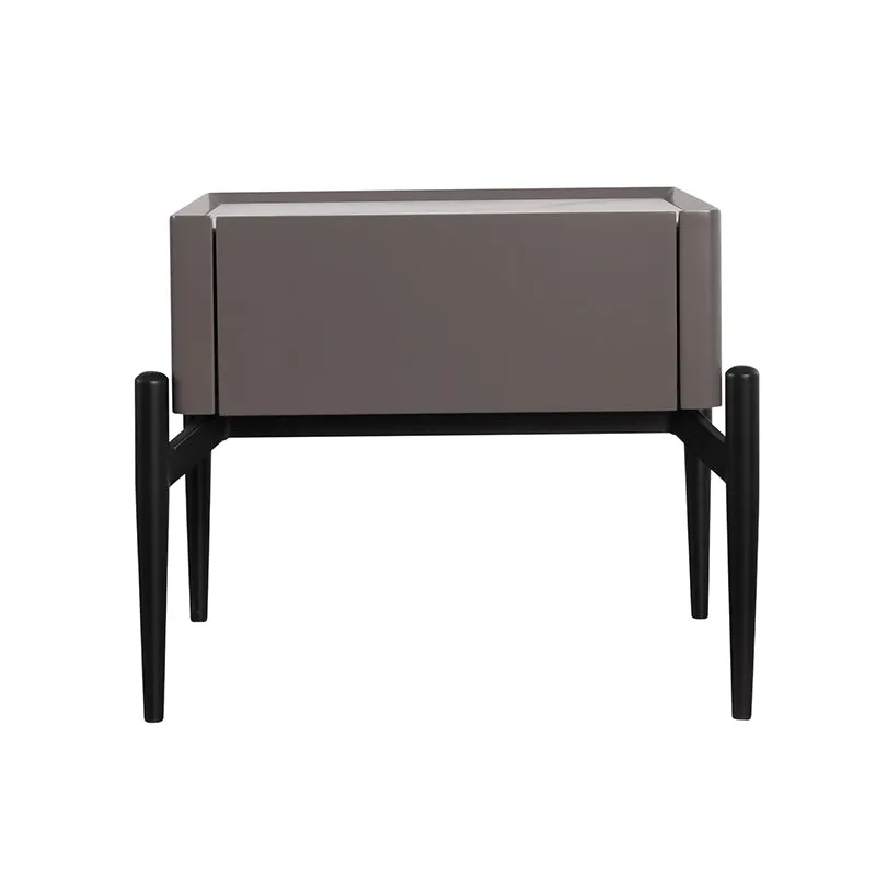 Modern Luxury Grayish Brown 1-Drawer Nightstand: Stiletto Legs High-End Accent Bedside Table For Bedroom