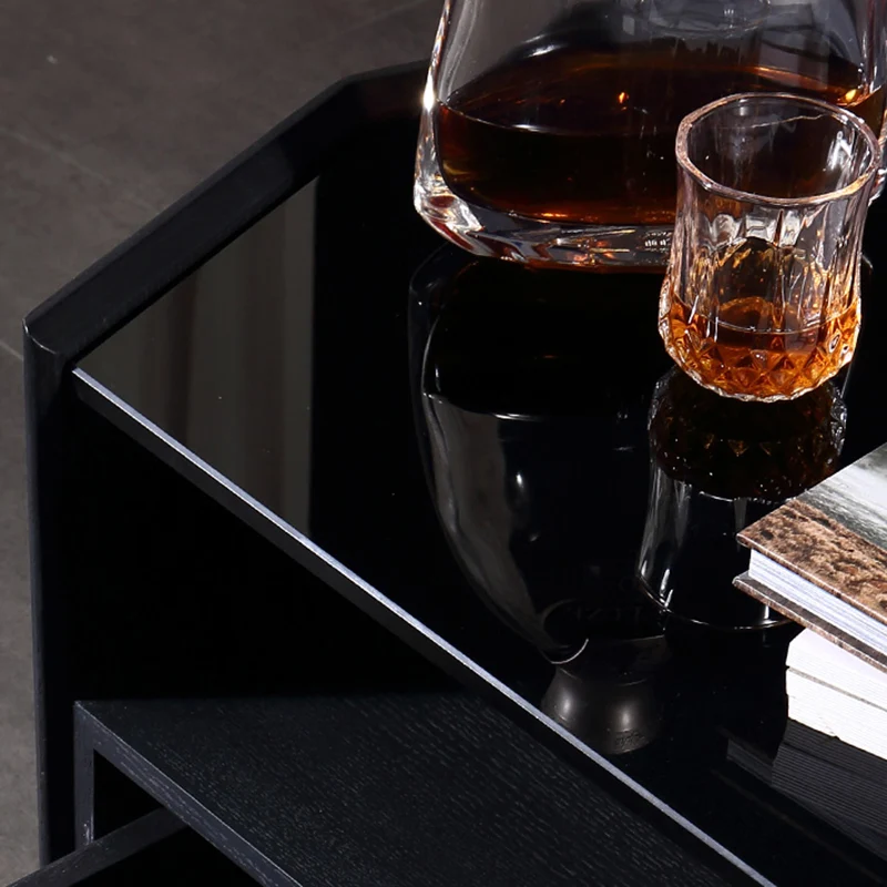 Modern Luxury Floating Dual Color Block Nightstand: Tempered Glass Top - Single Solid Wood Drawer Bedside Table For Bedroom