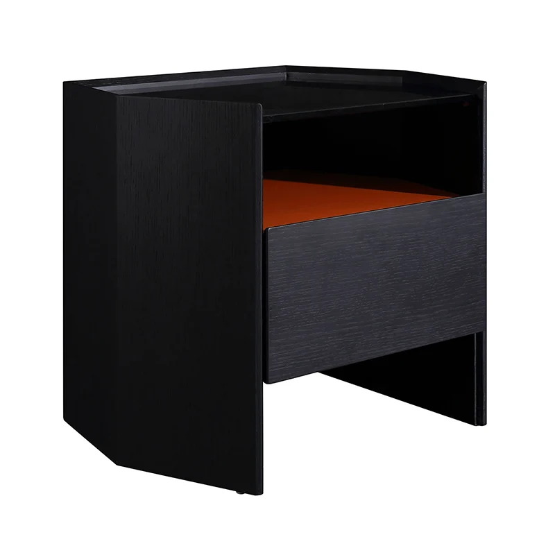 Modern Luxury Floating Dual Color Block Nightstand: Tempered Glass Top - Single Solid Wood Drawer Bedside Table For Bedroom