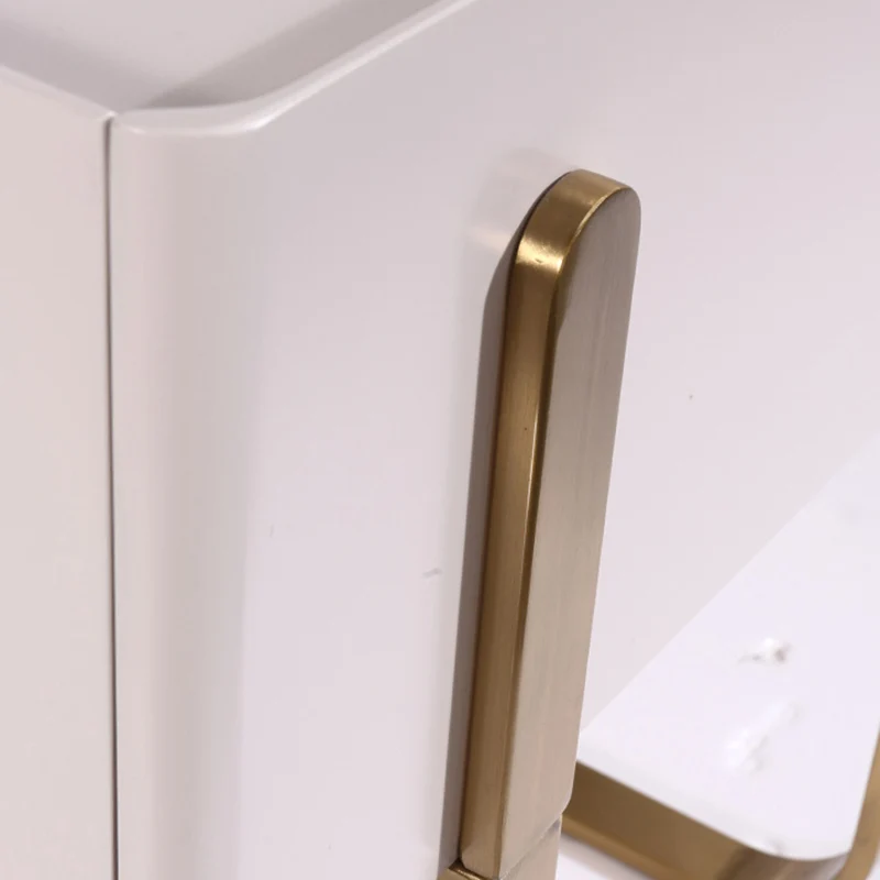 Modern Luxury Matte Beige Nightstand: Floating Design Titanium-Coated Stainless Steel-Single Drawer Bedside Table For Bedroom