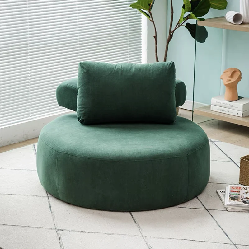 Modern Minimalist Cylindrical Curved Linen Sherpa Fabric Solid Wood Accent Chair Backrest Armless For Living Room