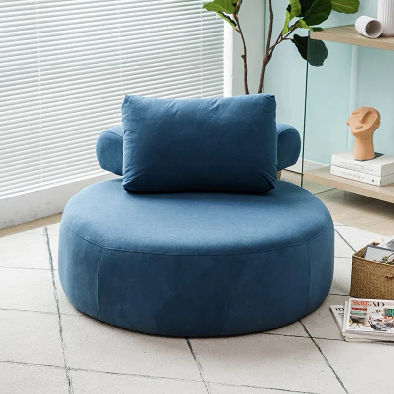 Modern Minimalist Cylindrical Curved Linen Sherpa Fabric Solid Wood Accent Chair Backrest Armless For Living Room