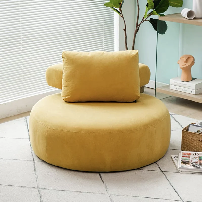 Modern Minimalist Cylindrical Curved Linen Sherpa Fabric Solid Wood Accent Chair Backrest Armless For Living Room