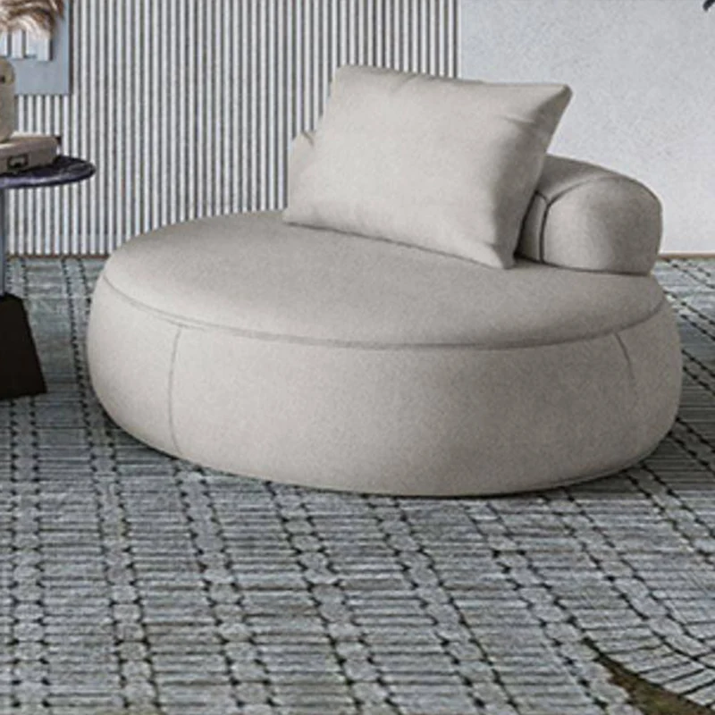 Modern Minimalist Cylindrical Curved Linen Sherpa Fabric Solid Wood Accent Chair Backrest Armless For Living Room