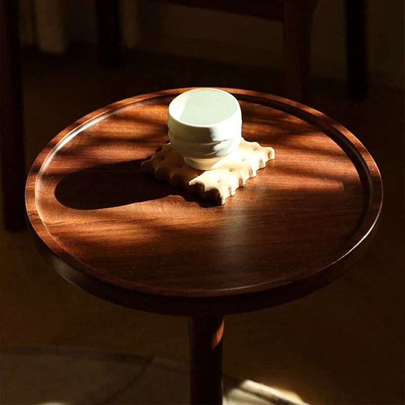 Contemporary Nordic Round Cylindrical Rubberwood Solid Wood Side Table 1 Tier For Living Room