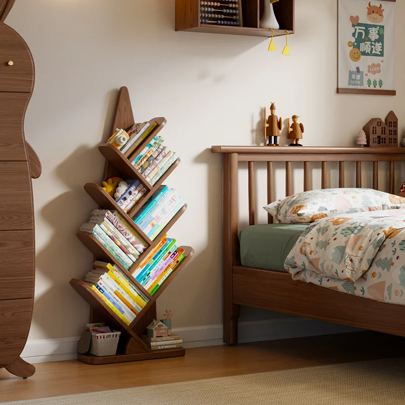 Contemporary Creative Bamboo Shoot-Shaped Rubberwood Floor-Standing Bookshelf 8/10-Tier For Study Room