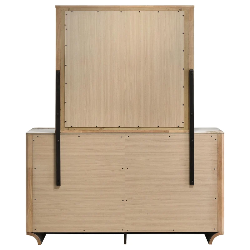 Coaster Furniture Leanne 223133M 6-drawer Sinter Stone Top Dresser and Mirror - Light Oak