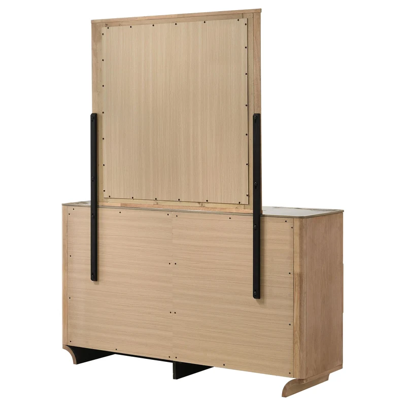 Coaster Furniture Leanne 223133M 6-drawer Sinter Stone Top Dresser and Mirror - Light Oak