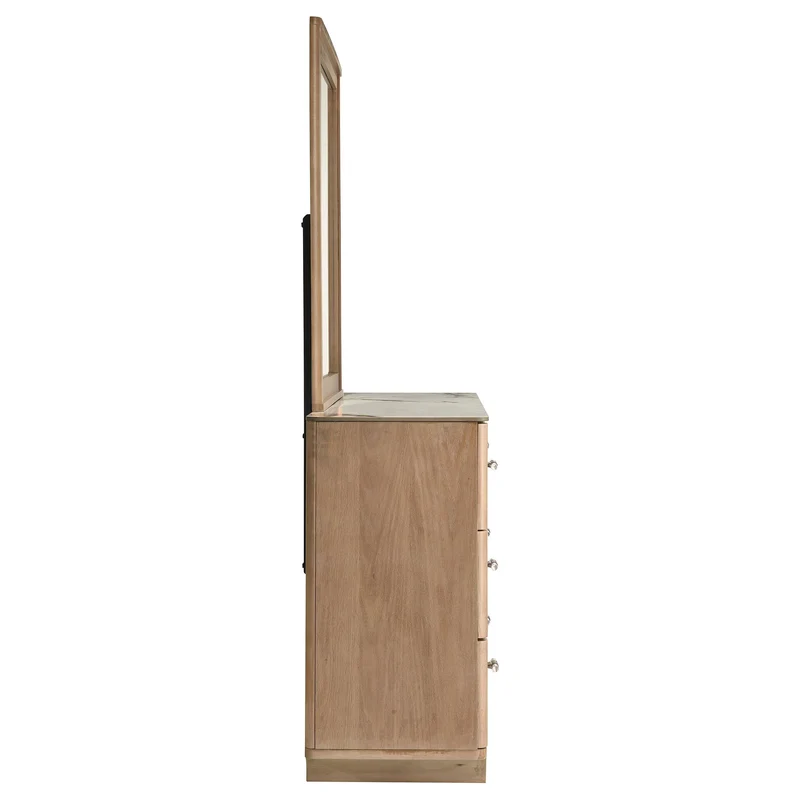 Coaster Furniture Leanne 223133M 6-drawer Sinter Stone Top Dresser and Mirror - Light Oak