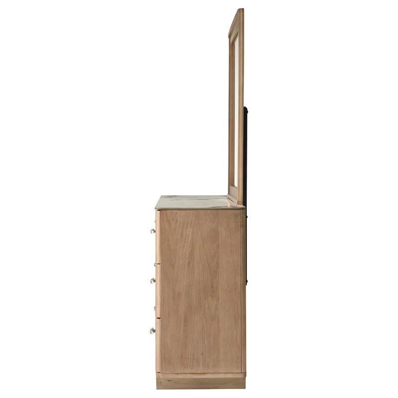 Coaster Furniture Leanne 223133M 6-drawer Sinter Stone Top Dresser and Mirror - Light Oak