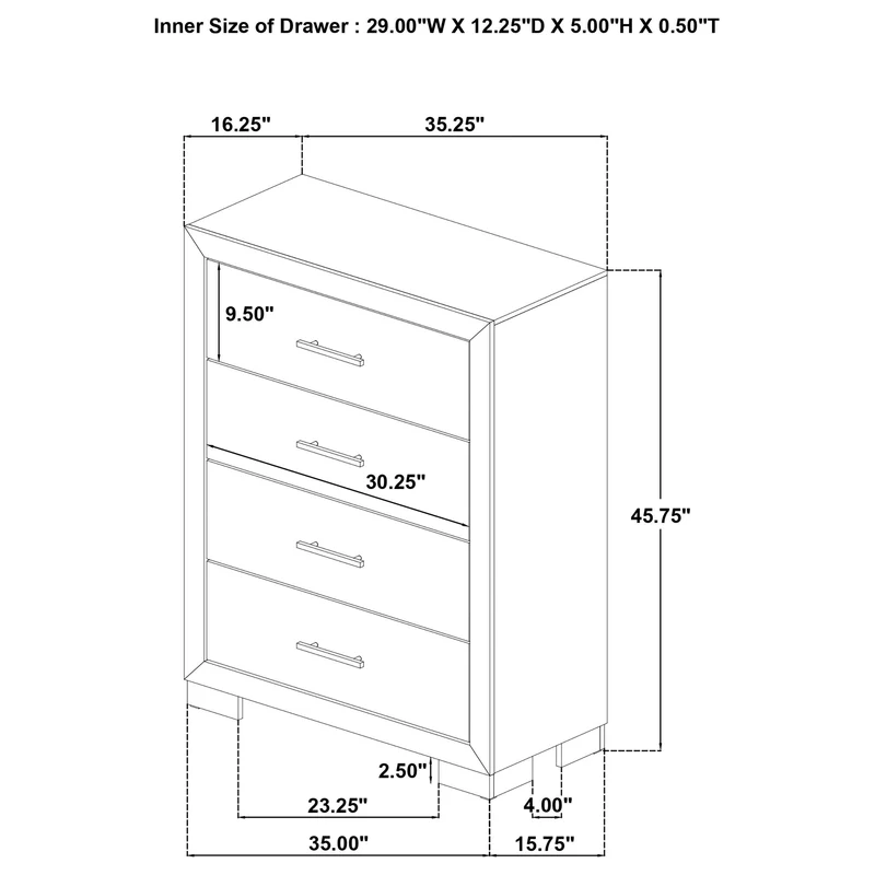 Coaster Furniture Arielle 223115 4-drawer Bedroom Chest - Light Oak