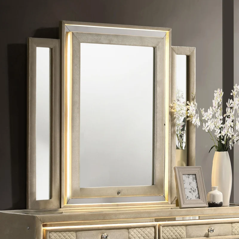 Coaster Furniture Lorient 222664 LED Dresser Mirror - Ivory/Camel