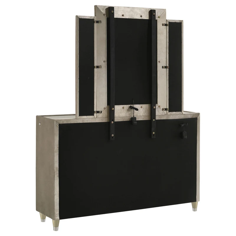Coaster Furniture Lorient 222663M 8-drawer LED Dresser with Mirror - Ivory/Camel