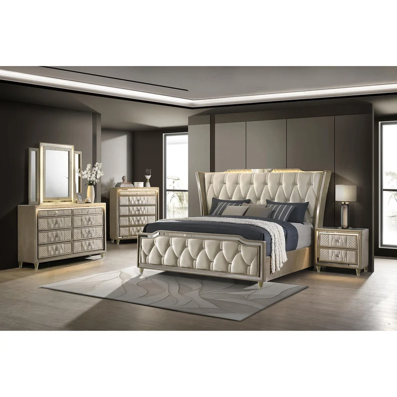 Coaster Furniture Lorient 222663M 8-drawer LED Dresser with Mirror - Ivory/Camel