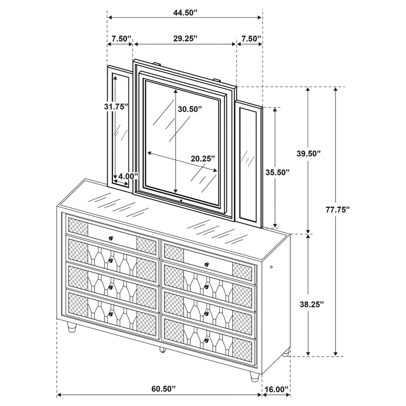 Coaster Furniture Lorient 222663M 8-drawer LED Dresser with Mirror - Ivory/Camel