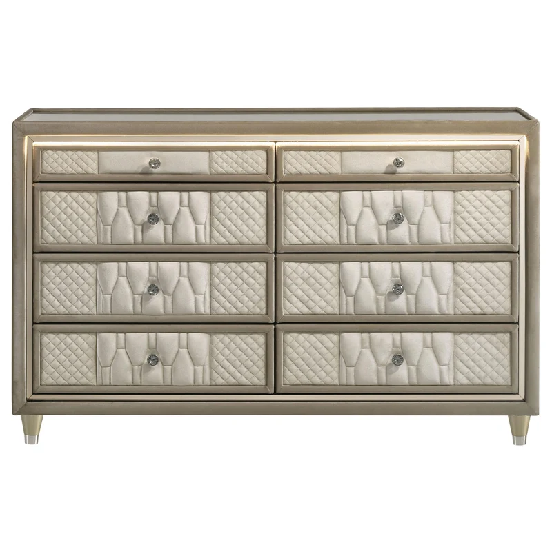 Coaster Furniture Lorient 222663 8-drawer LED Bedroom Dresser Cabinet - Ivory/Camel