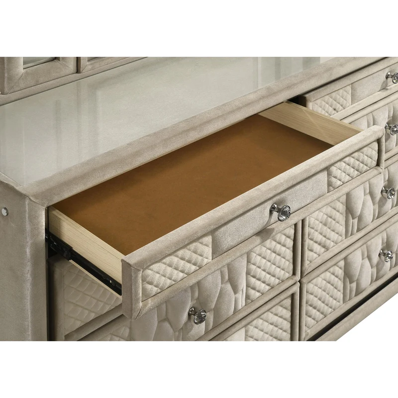 Coaster Furniture Lorient 222663 8-drawer LED Bedroom Dresser Cabinet - Ivory/Camel
