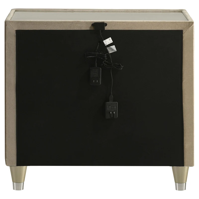 Coaster Furniture Lorient 222662 2-drawer LED Nightstand with USB - Ivory/Camel
