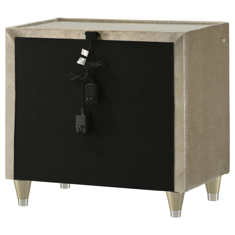 Coaster Furniture Lorient 222662 2-drawer LED Nightstand with USB - Ivory/Camel