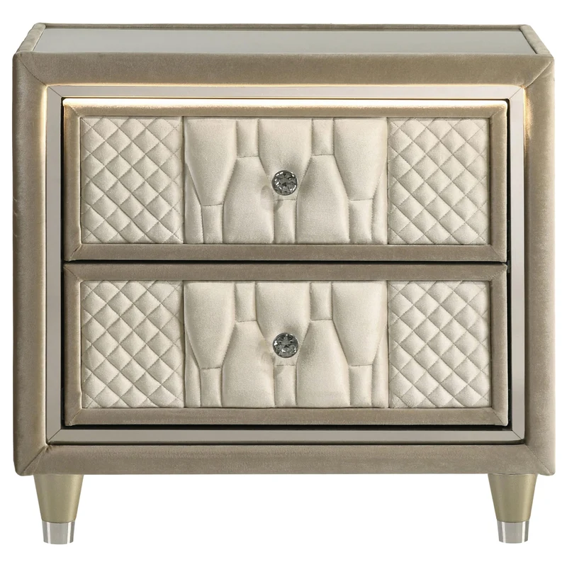 Coaster Furniture Lorient 222662 2-drawer LED Nightstand with USB - Ivory/Camel