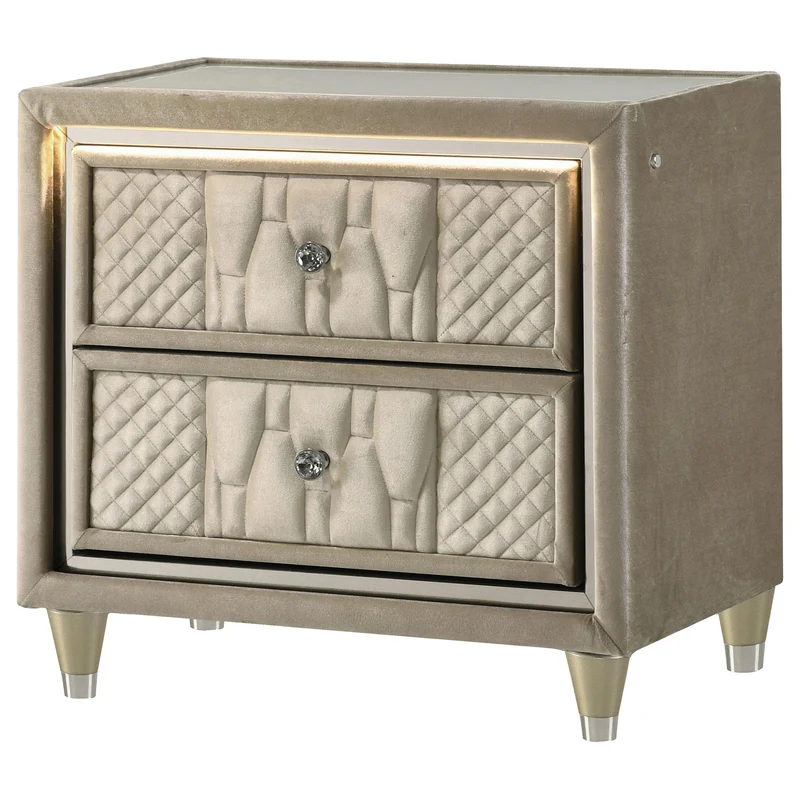 Coaster Furniture Lorient 222662 2-drawer LED Nightstand with USB - Ivory/Camel