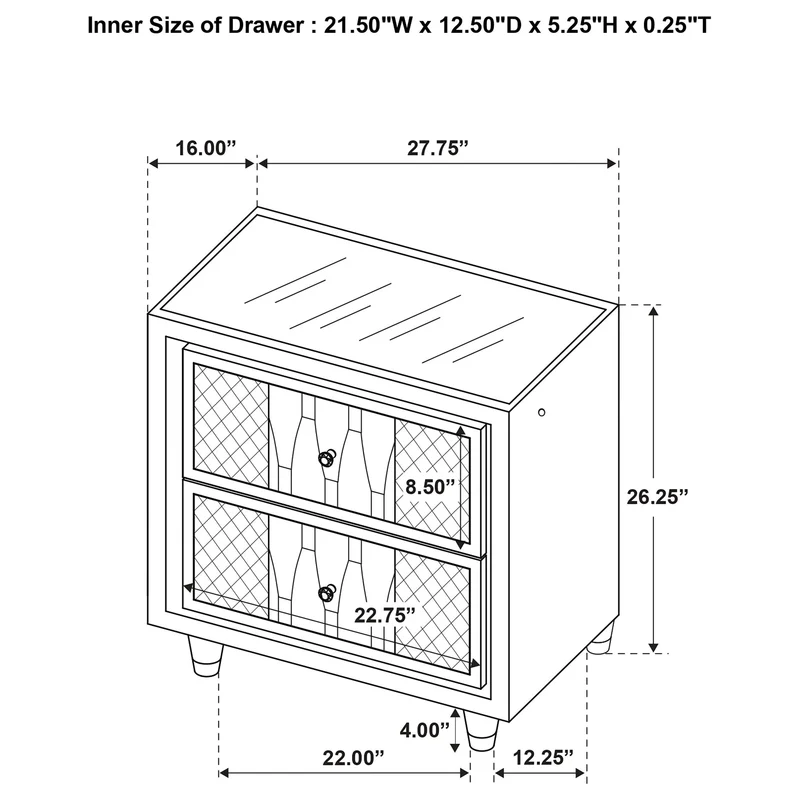 Coaster Furniture Lorient 222662 2-drawer LED Nightstand with USB - Ivory/Camel