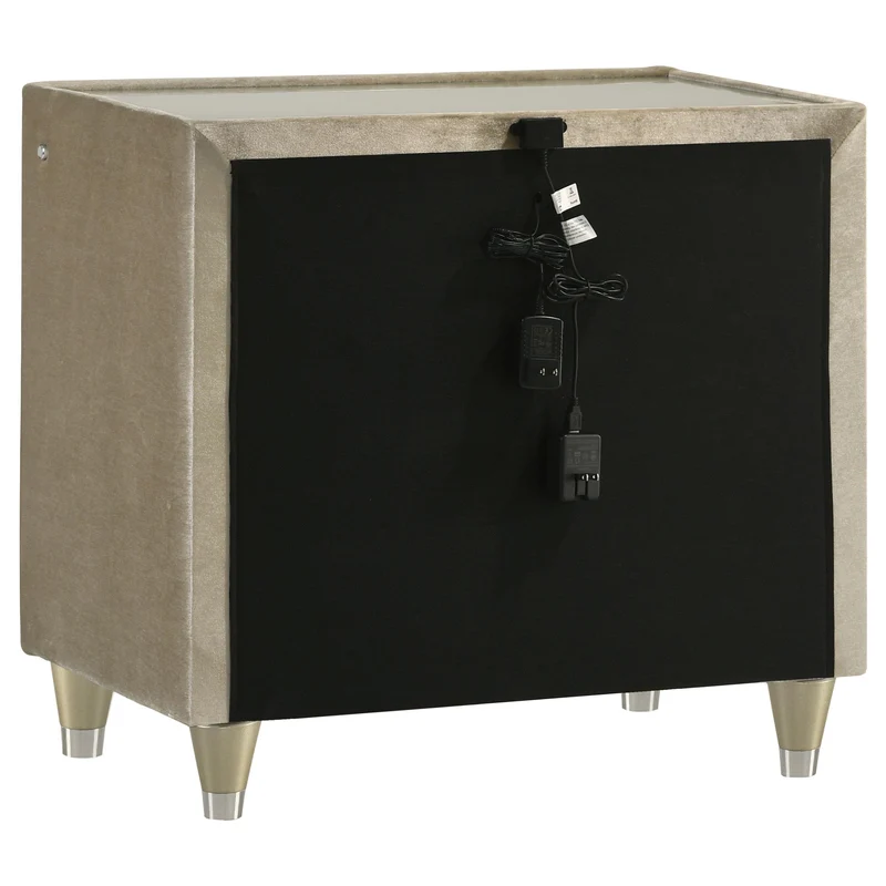 Coaster Furniture Lorient 222662 2-drawer LED Nightstand with USB - Ivory/Camel
