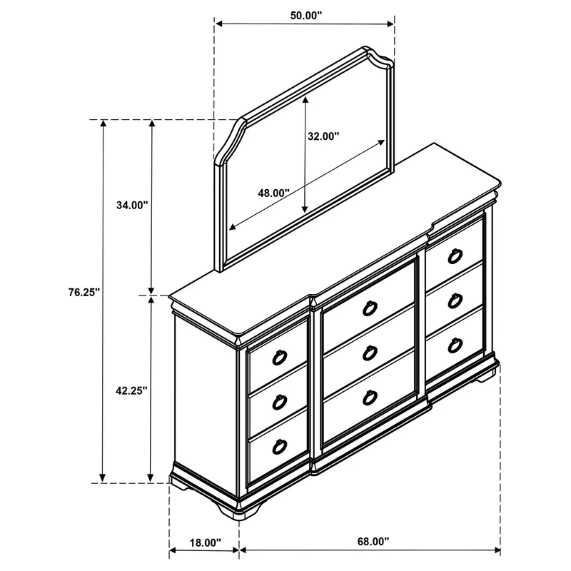 Coaster Furniture Garland 205303M 9-drawer Bedroom Dresser with Mirror - Brown Cherry