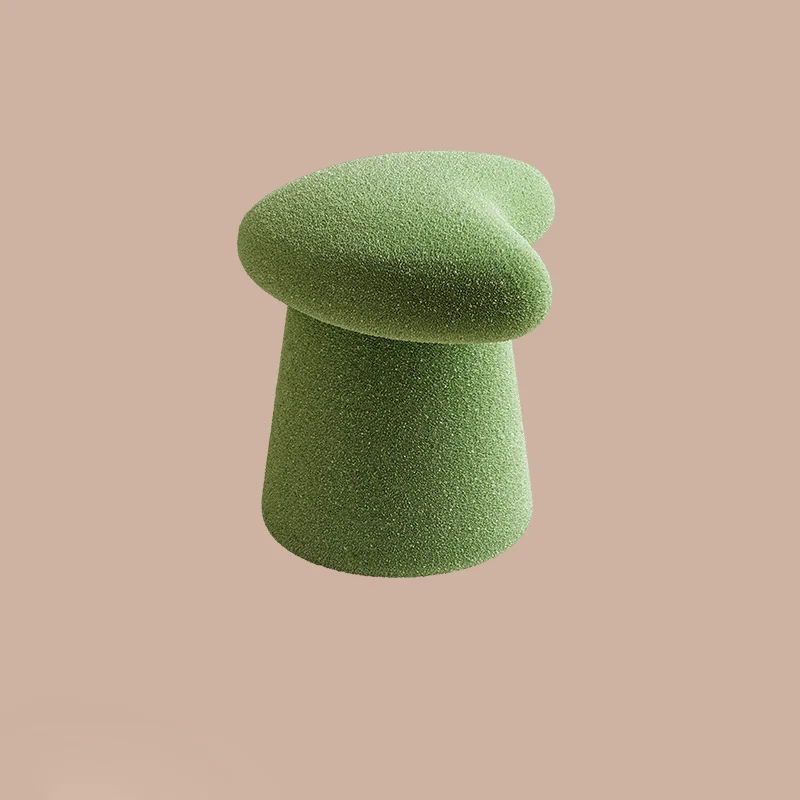 Modern Minimalist Solid Wood Plywood & Sherpa Fabric Whale-Tail Cushion Vanity Stool With Cylindrical Base For Bedroom
