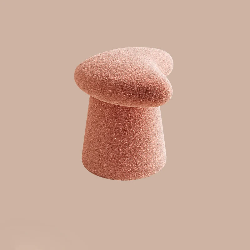 Modern Minimalist Solid Wood Plywood & Sherpa Fabric Whale-Tail Cushion Vanity Stool With Cylindrical Base For Bedroom