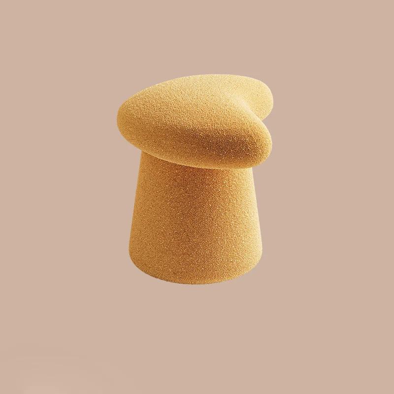 Modern Minimalist Solid Wood Plywood & Sherpa Fabric Whale-Tail Cushion Vanity Stool With Cylindrical Base For Bedroom